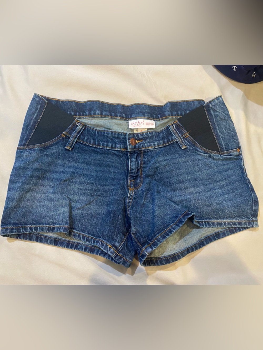 Isabel Maternity by Ingrid & Isabel Dark Blue Denim Maternity Jean Shorts
